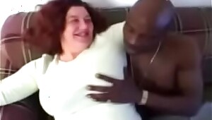 BBW Grandma Anal with BBC Condom to Bare - Interracial Video